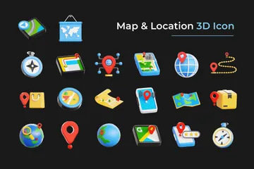 Mapa e localização Pacote de Icon 3D