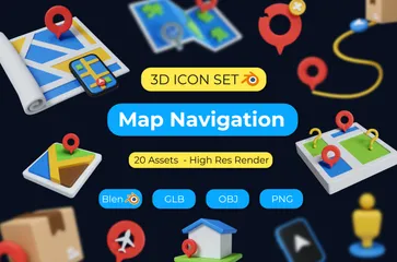 Navegação no mapa Pacote de Icon 3D