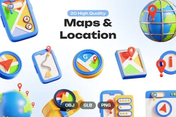 Mapas e localização Pacote de Icon 3D