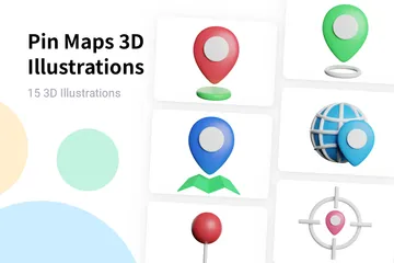 Mapas de pines Paquete de Illustration 3D