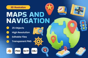 Maps And Navigation 3D Icon Pack