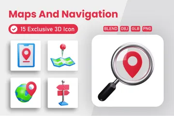 Maps And Navigation 3D Icon Pack
