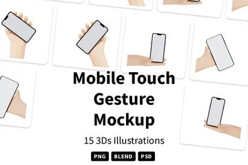 Maqueta de gestos táctiles móviles Paquete de Icon 3D