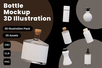Maquete de garrafa Pacote de Icon 3D