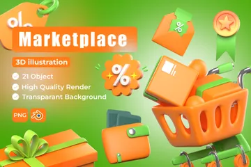 Marché Pack 3D Icon