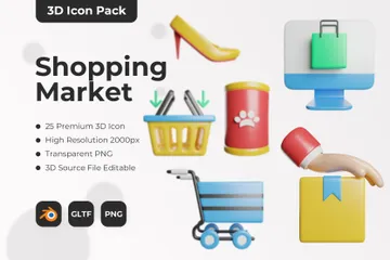 Marché commercial Pack 3D Icon