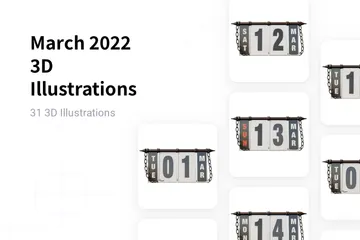 Março de 2022 Pacote de Illustration 3D
