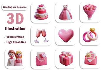 Mariage et romance Pack 3D Icon