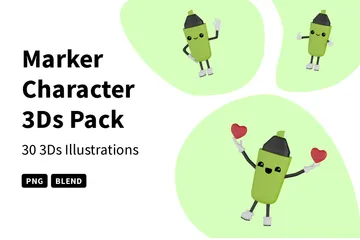 Marker Character 3D Illustration Pack