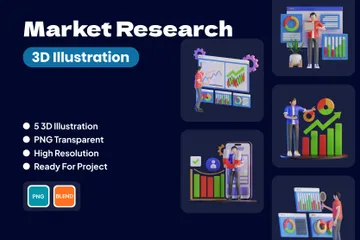 Market Research 3D Illustration Pack