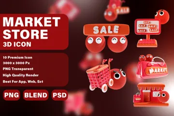 Market Store 3D Icon Pack