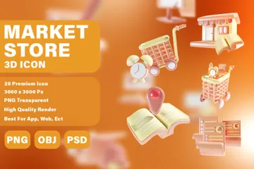 Market Store Education 3D Icon Pack