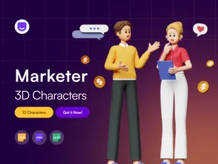 Marketer Character 3D Illustration Pack