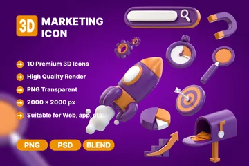 マーケティング 3D Iconパック