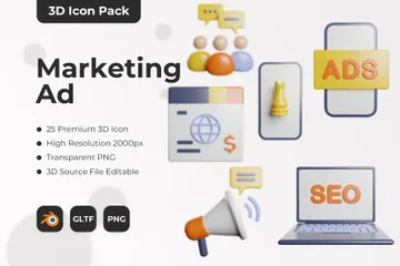 マーケティング広告 3D Iconパック