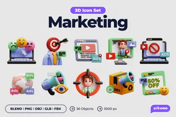 Marketing & Advertisement 3D Icon Pack