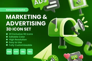 マーケティングと広告 3D Iconパック