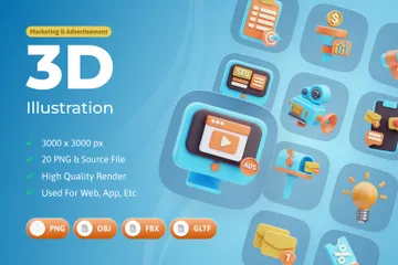 Marketing And Advertisement 3D Illustration Pack