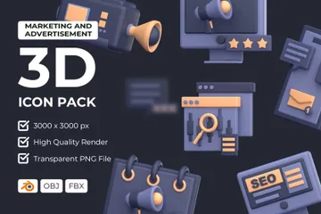 Marketing And Advertisement 3D Icon Pack