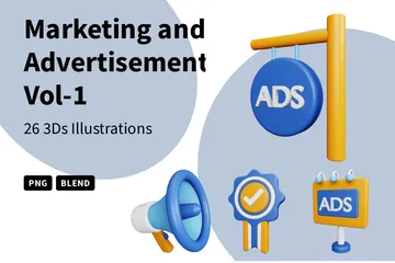 マーケティングと広告 Vol-1 3D Iconパック