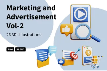 Marketing And Advertisement Vol-2 3D Icon Pack