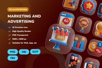 Marketing And Advertising 3D Icon Pack