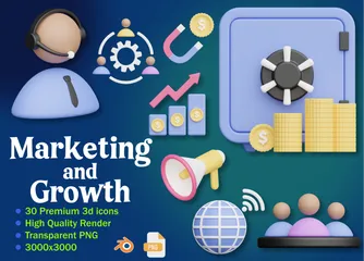 Marketing And Growth 3D Icon Pack