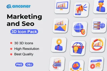 마케팅과 SEO 3D Icon 팩
