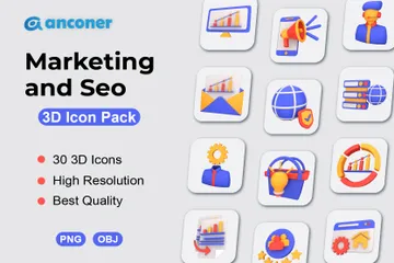 Marketing And Seo 3D Icon Pack