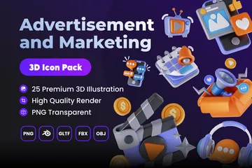 Marketing e Publicidade Pacote de Icon 3D