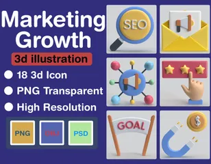 Crescimento de marketing Pacote de Illustration 3D
