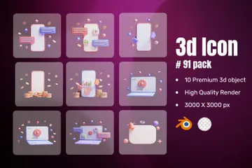 Marketing de mídia social Pacote de Icon 3D