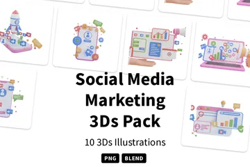 Marketing des médias sociaux Pack 3D Illustration