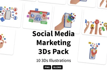 Marketing des médias sociaux 3D Icon Pack