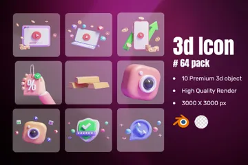 Marketing des médias sociaux Pack 3D Icon