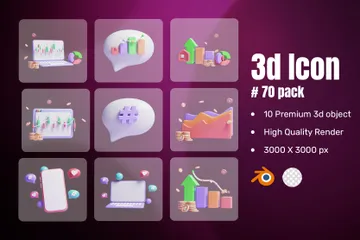 Marketing des médias sociaux Pack 3D Icon