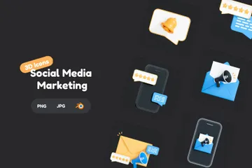 Marketing des médias sociaux Pack 3D Icon