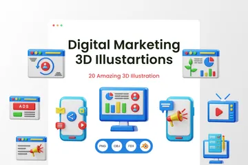 Publicidad digital Paquete de Illustration 3D