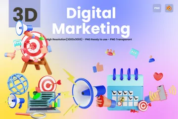 Marketing digital Pacote de Illustration 3D