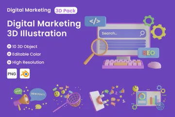 Marketing digital Pacote de Illustration 3D