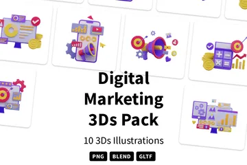 Marketing digital Pacote de Illustration 3D