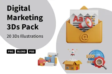 Marketing digital Pacote de Icon 3D