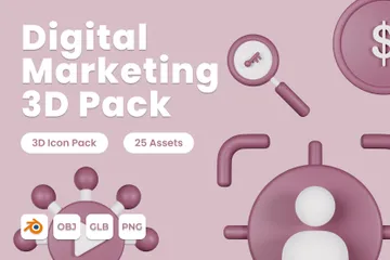 Marketing digital Pacote de Icon 3D
