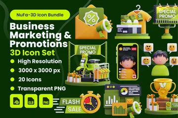 Marketing e promoção empresarial Pacote de Icon 3D