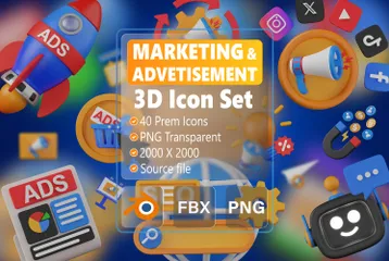 Marketing e Publicidade Pacote de Icon 3D