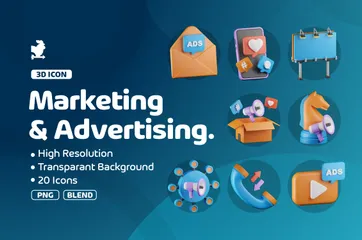 Marketing e publicidade Pacote de Icon 3D