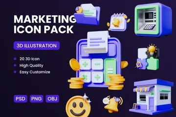 Marketing empresarial Pacote de Icon 3D