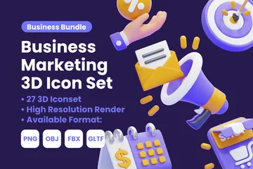 Marketing empresarial Pacote de Icon 3D