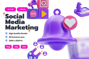 Marketing de medios sociales Paquete de Icon 3D