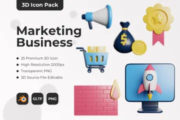 Entreprise de marketing Pack 3D Icon